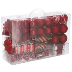 Set globuri si decoratiuni pentru brad de Craciun, 72 piese, rosu