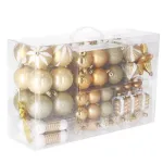 Set globuri si decoratiuni de Craciun aurii, 77 piese, diverse marimi