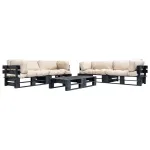 Set mobilier grădină paleți cu perne nisipii, 6 piese, lemn GartenMobel Dekor