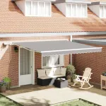 Cortina Retractabilă cu Manual Gri deschis 400 ×350 cm țesătură GartenMobel Dekor
