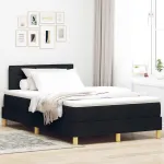 Pat cu arcuri cu pernă cu headboard Negru 120 x 190 cm țesătură GartenMobel Dekor