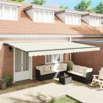 Cadru de copertină Crem 500 × 300 cm Poliester cu Acoperire PU GartenMobel Dekor