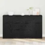 Bufet cu sertar 3 pcs Stejar Negru Lemn compozit GartenMobel Dekor