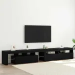 Cabinet TV 3 pcs Stejar Negru 260 x 37 x 40 cm Lemn compozit GartenMobel Dekor