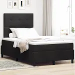 Pat cu arcuri cu saltea cu headboard Negru 120 x 200 cm Catifea GartenMobel Dekor