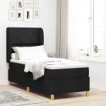 Pat cu arcuri cu saltea cu headboard Negru 200 x 80 cm țesătură GartenMobel Dekor