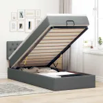 Pat otoman cu saltea țesătură gri închis 90x200 cm GartenMobel Dekor