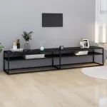 Comodă TV, marmură neagră, 220x40x40,5 cm, sticlă securizată GartenMobel Dekor