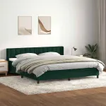Pat box spring cu saltea, verde închis, 180x220 cm, catifea GartenMobel Dekor