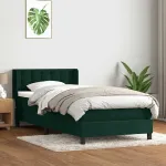 Pat box spring cu saltea, verde închis, 80x220 cm, catifea GartenMobel Dekor