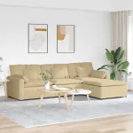 Canapea modulară cu taburet și perne, gri-verzui GartenMobel Dekor