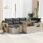 Set canapele de grădină cu perne, 7piese gri deschis poliratan GartenMobel Dekor