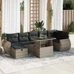 Set canapele de grădină cu perne, 8 piese, gri, poliratan GartenMobel Dekor