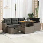 Set canapele grădină cu perne 8 piese gri poliratan/lemn acacia GartenMobel Dekor