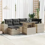 Set mobilier de grădină cu perne, 8 piese gri deschis poliratan GartenMobel Dekor