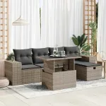 Set mobilier grădină cu perne, 6 piese, gri, poliratan GartenMobel Dekor
