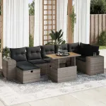 Set canapea de grădină cu perne, 5 piese, poliratan/lemn acacia GartenMobel Dekor