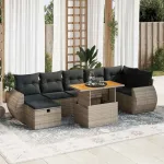 Set canapea de grădină cu perne, 5 piese, poliratan/lemn acacia GartenMobel Dekor