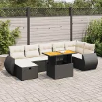 Set mobilier de grădină cu perne, 5 piese,poliratan/lemn acacia GartenMobel Dekor