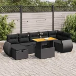 Set mobilier de grădină cu perne, 5 piese,poliratan/lemn acacia GartenMobel Dekor