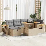 Set canapele de grădină, 8 piese, cu perne, bej, poliratan GartenMobel Dekor