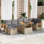 Set canapele de grădină cu perne, 5 piese, bej, poliratan GartenMobel Dekor