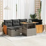 Set canapele de grădină cu perne, 8 piese, gri, poliratan GartenMobel Dekor