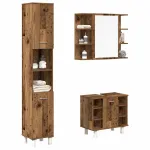 Set mobilier de baie, 3 piese, lemn vechi, lemn prelucrat GartenMobel Dekor