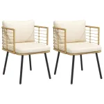 Scaune de grădină 2 buc cu perne din poliratan natural GartenMobel Dekor