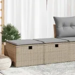 Set canapele grădină cu perne 2 piese bej poliratan/lemn acacia GartenMobel Dekor