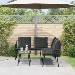 Set de canapele pentru grădină cu pernă 2 pcs Negru poliratan GartenMobel Dekor