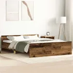 Cadru de pat fără saltea Lemn vechi 135x190cm Lemn prelucrat GartenMobel Dekor