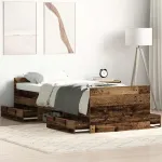 Cadru de pat fără saltea Lemn vechi 90x200cm Lemn prelucrat GartenMobel Dekor