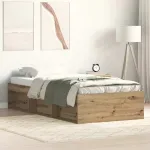 Cadru de pat fără saltea Stejar Artisan 90x190cm Lemn prelucrat GartenMobel Dekor