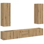 Dulapuri TV montate pe perete 5 buc. stejar artizanal lemn GartenMobel Dekor