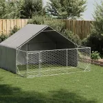Canisa de exterior cu alergare 3x3x1,9 m otel galvanizat GartenMobel Dekor