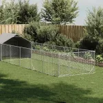 Canisa de exterior cu alergare 8x2x1,5 m otel galvanizat GartenMobel Dekor