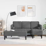 Set de canapea cu pernă 2 pcs Gri închis Poliester GartenMobel Dekor