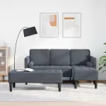 Set de canapea cu pernă 2 pcs Gri închis Poliester GartenMobel Dekor