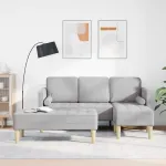 Set de canapea cu pernă 2 pcs Gri nori Poliester GartenMobel Dekor