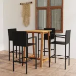 Set mobilier de bar de gradină, 5 piese, negru GartenMobel Dekor