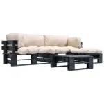 Set mobilier grădină paleți cu perne nisipii, 4 piese, lemn GartenMobel Dekor
