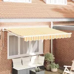 Cadru de copertină Manual Galben și alb 250 x 200 cm GartenMobel Dekor