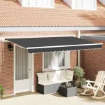 Cortina Retractabilă Manual Antracit 350 x 200 cm țesătură GartenMobel Dekor