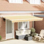 Cadru de copertină Galben și alb 400 x 200 cm GartenMobel Dekor
