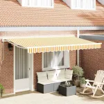 Cortina Retractabilă Manual Galben și alb 400 x 200 cm GartenMobel Dekor