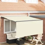 Cortina Retractabilă Crem 350 x 250 cm Poliester și Aluminiu GartenMobel Dekor