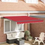 Cortina Retractabilă Manual Roșu 300 x 250 cm Poliester și oțel GartenMobel Dekor