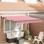 Cortina Retractabilă Manual Roșu și Alb 300 x 250 cm GartenMobel Dekor