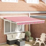 Cortina Retractabilă Manual Roșu și Alb 350 x 250 cm GartenMobel Dekor